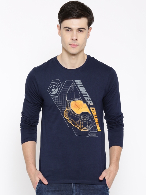 

HALO 5 Men Navy Printed Round Neck T-shirt, Navy blue