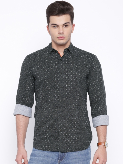

Locomotive Black Printed Slim Casual Shirt