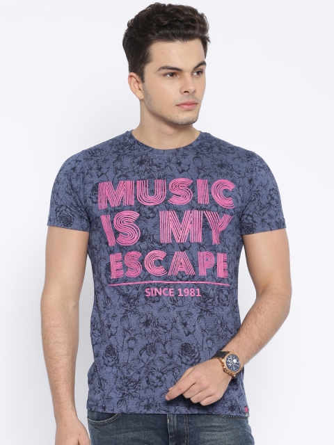 

MTV Navy Floral Printed T-shirt, Navy blue