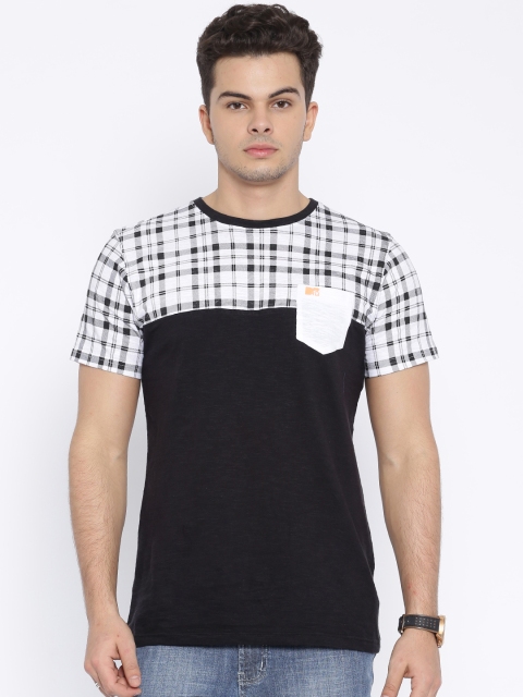 

MTV Black & White Checked Colourblocked T-shirt