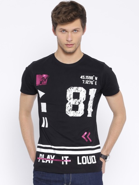 

MTV Black Printed T-shirt