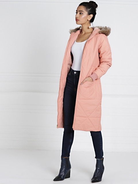 

all about you Women Pink Hooded Longline Padded Jacket