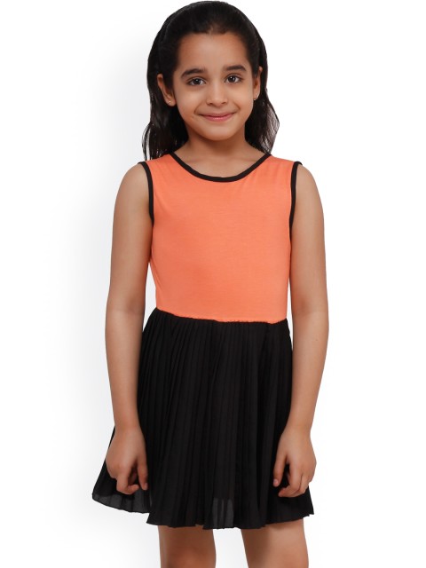 

Oxolloxo Girls Orange & Black A-Line Dress