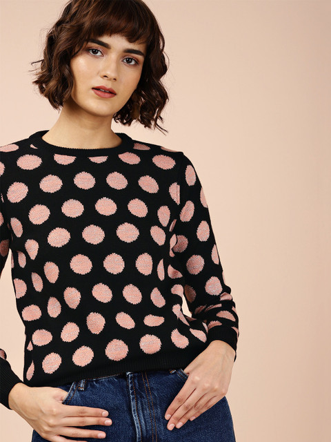 

all about you Women Black & Pink Printed Pullover