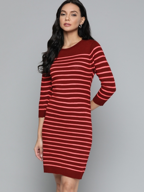 

Chemistry Maroon & Red Striped Sweater Dress