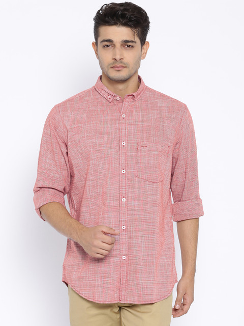 

ColorPlus Men Green Checked Tailored Fit Casual Shirt, Red