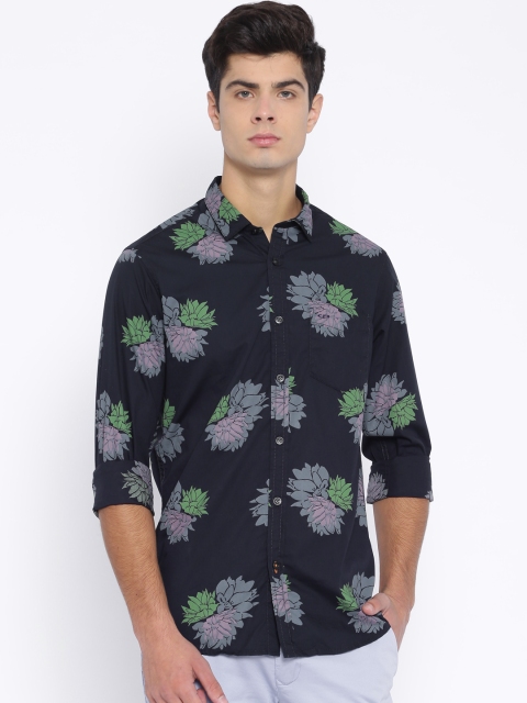 

ColorPlus Men Navy Floral Print Contemporary Casual Shirt, Navy blue