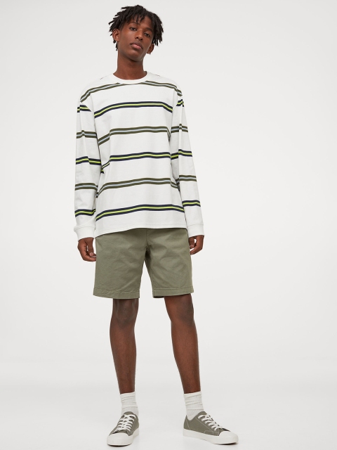 

H&M Men Green Solid Cotton Shorts