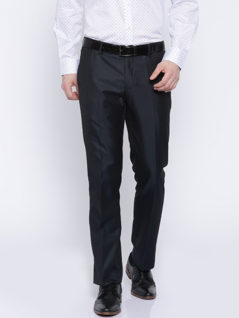 

Arrow Navy Tapered Fit Polyester Formal Trousers, Navy blue