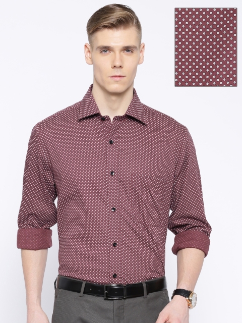 

Arrow Maroon Printed Formal Sustainable Shirt