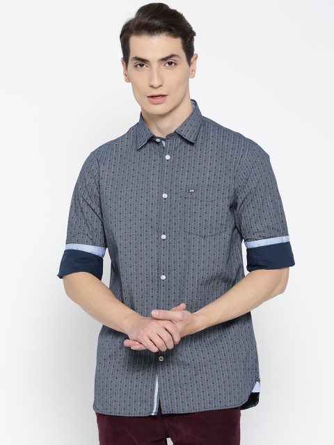 

Arrow Sport Navy Printed Slim Fit Casual Shirt, Navy blue