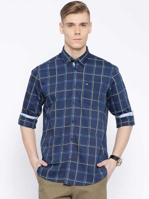 

Arrow Sport Navy Checked Slim Fit Casual Shirt, Navy blue