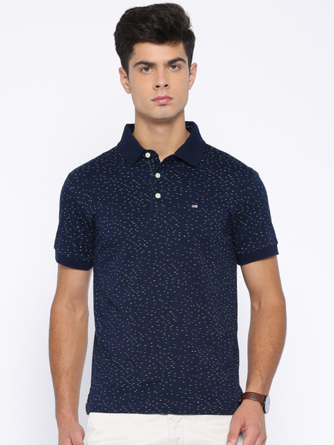 

Arrow Sport Navy Blue Printed Polo T-shirt