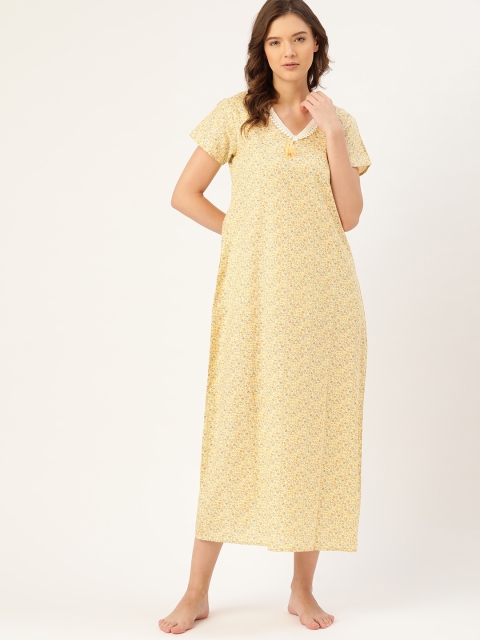 

ETC Yellow Printed Cotton Nightdress