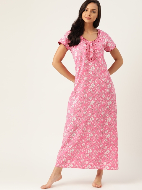 

ETC Pink Printed Cotton Maxi Nightdress