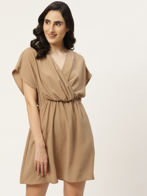 

TRENDYOL COLLECTION Women Beige Solid Wrap Dress