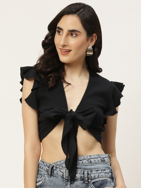 

Trendyol Black Bralette Crop Top With Tie-Ups