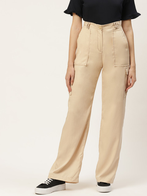 

Trendyol Women Beige Solid Cargos