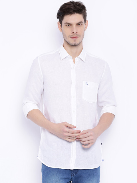 

Parx Men White Linen Slim Fit Casual Shirt
