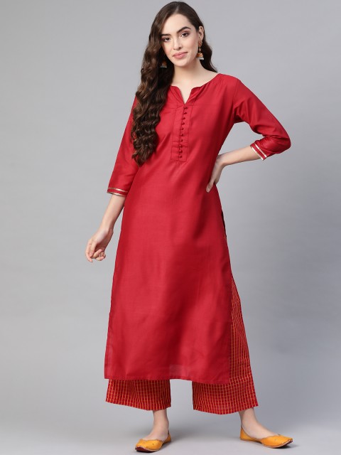 

Indo Era Women Red Gotta Patti Kurta with Palazzos