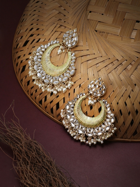 

Adwitiya Collection Gold-Toned Contemporary Chandbalis