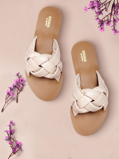 

Anouk Women Off-White Woven Open Toe Flats