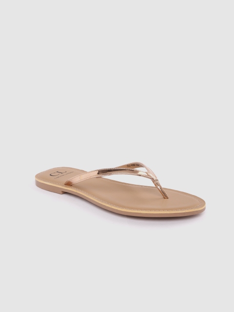 

Carlton London Women Rose Gold-Toned Solid Open Toe Flats