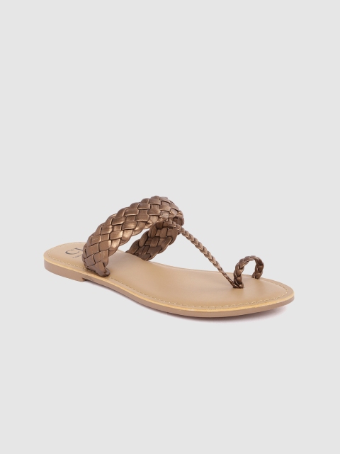

Carlton London Women Bronze-Toned Braided Woven Design One Toe Flats