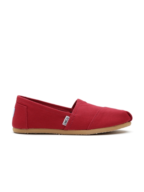 

TOMS Women Red Canvas Slip-Ons