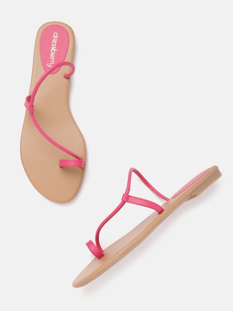 

DressBerry Women Pink Solid One Toe Flats