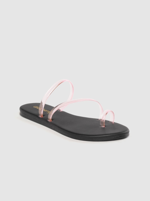 

DressBerry Women Pink Clear Strappy One Toe Flats