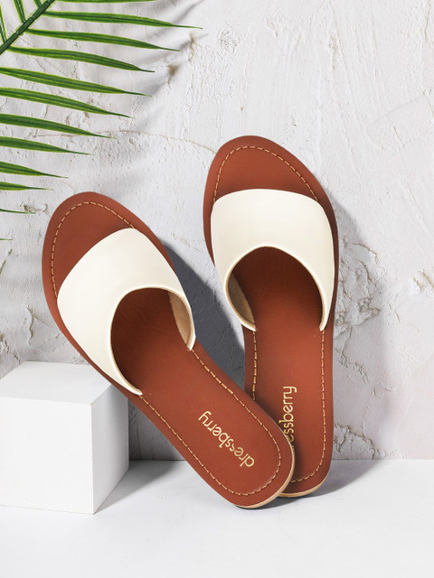 

DressBerry Women White Solid Open Toe Flats
