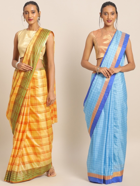 

KALINI Pack Of 2 Art Silk Printed Sarees, Yellow