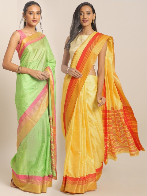 

KALINI Multicoloured Striped Saree, Green