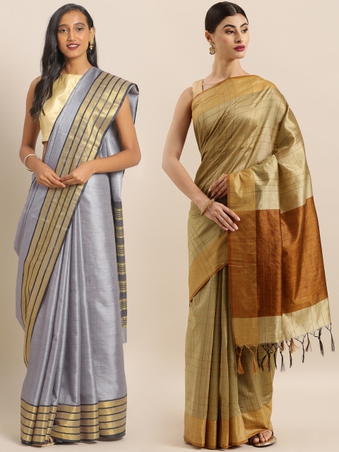 

KALINI Multicoloured Solid Saree, Grey