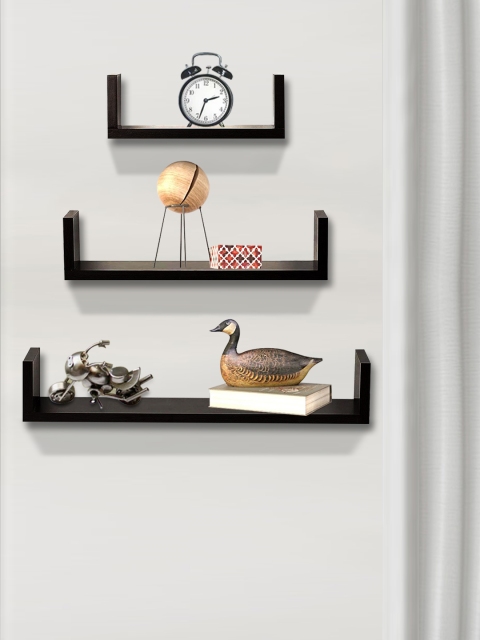 

nestroots Brown Wood Basic Wall Shelves