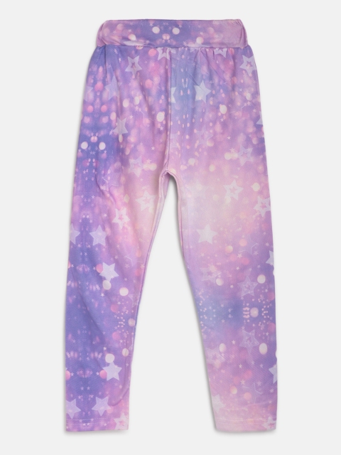 

Eteenz Girls Purple & Pink Star Print Ankle Length Leggings