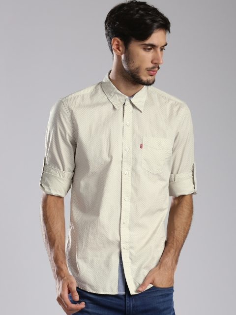 

Levi's Cream-Coloured Printed Slim Casual Shirt