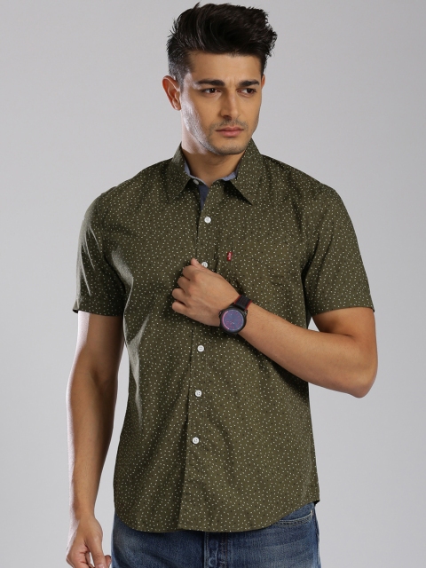 

Levi's Olive Green Printed Slim Fit Casual Shirt