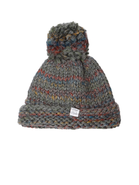 

Magic Needles Unisex Grey Hand Knitted Self Design Beanie