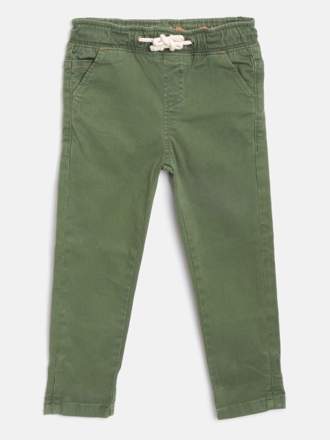 

Marks & Spencer Boys Green Solid Regular Fit Trousers