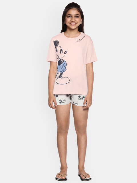 

Marks & Spencer Girls Pink & Grey Mickey Mouse Print Cotton Shorts Set