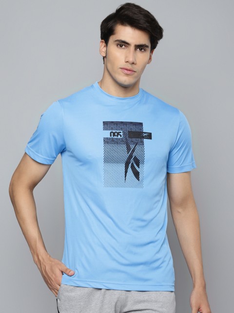 

Reebok Men Blue Element Basics Printed Slim Fit Training T-shirt