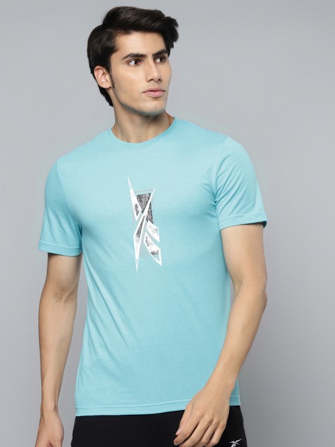 

Reebok Men Blue Brand Logo Printed Training ESSENTIALS GR T-shirt