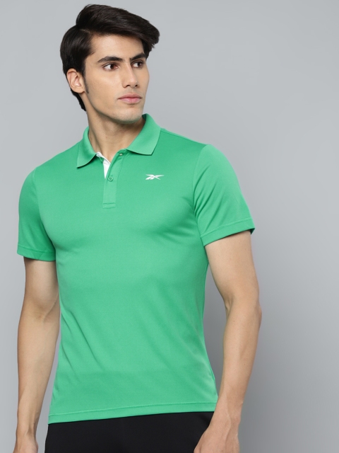 

Reebok Men Green Polo Collar Speedwick Training BAS Polo T-Shirt