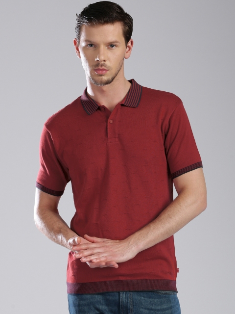 

Levi's Red Self-Design Polo T-shirt