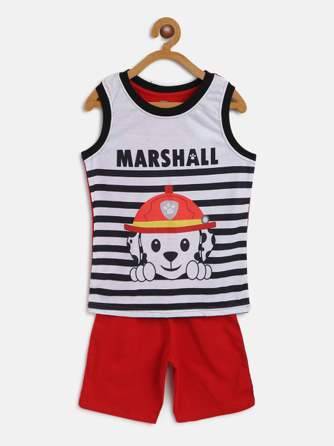 

Eteenz Boys Grey Melange & Black Striped & Paw Petrol Marshall Print Cotton Clothing Set