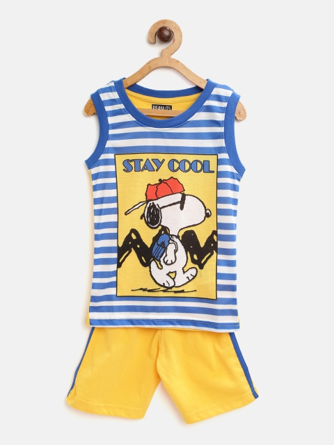 

Eteenz Boys Blue & Yellow Snoopy Print T-shirt with Shorts