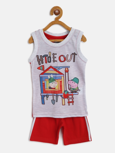 

Eteenz Boys White & Blue Peppa Pig Print Cotton Clothing Set