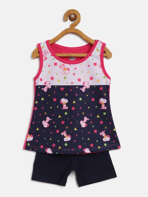 

Eteenz Girls Grey Melange & Navy Blue Snoopy Print Cotton Clothing Set